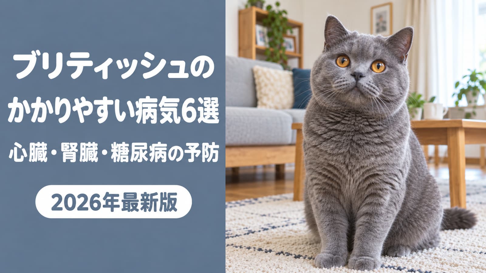 【2026年版】ブリティッシュショートヘアのかかりやすい病気6選|心臓病・腎臓の遺伝病・糖尿病の予防をブリーダーが解説