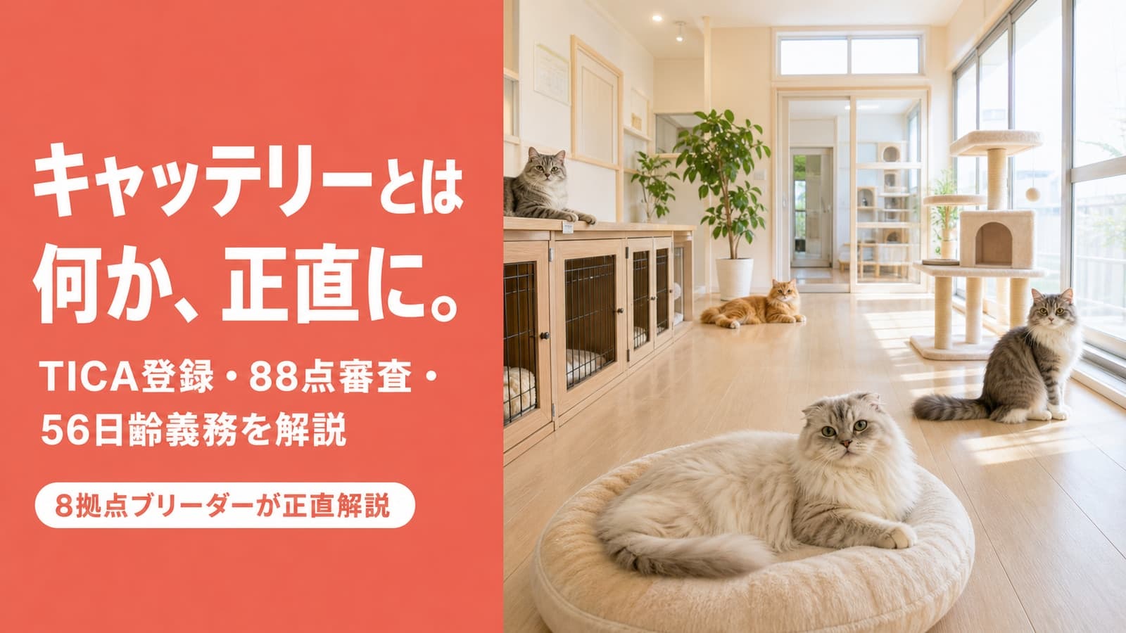 【2026年版】キャッテリーとは?TICA登録・88点審査・56日齢義務を10拠点ブリーダーが正直解説