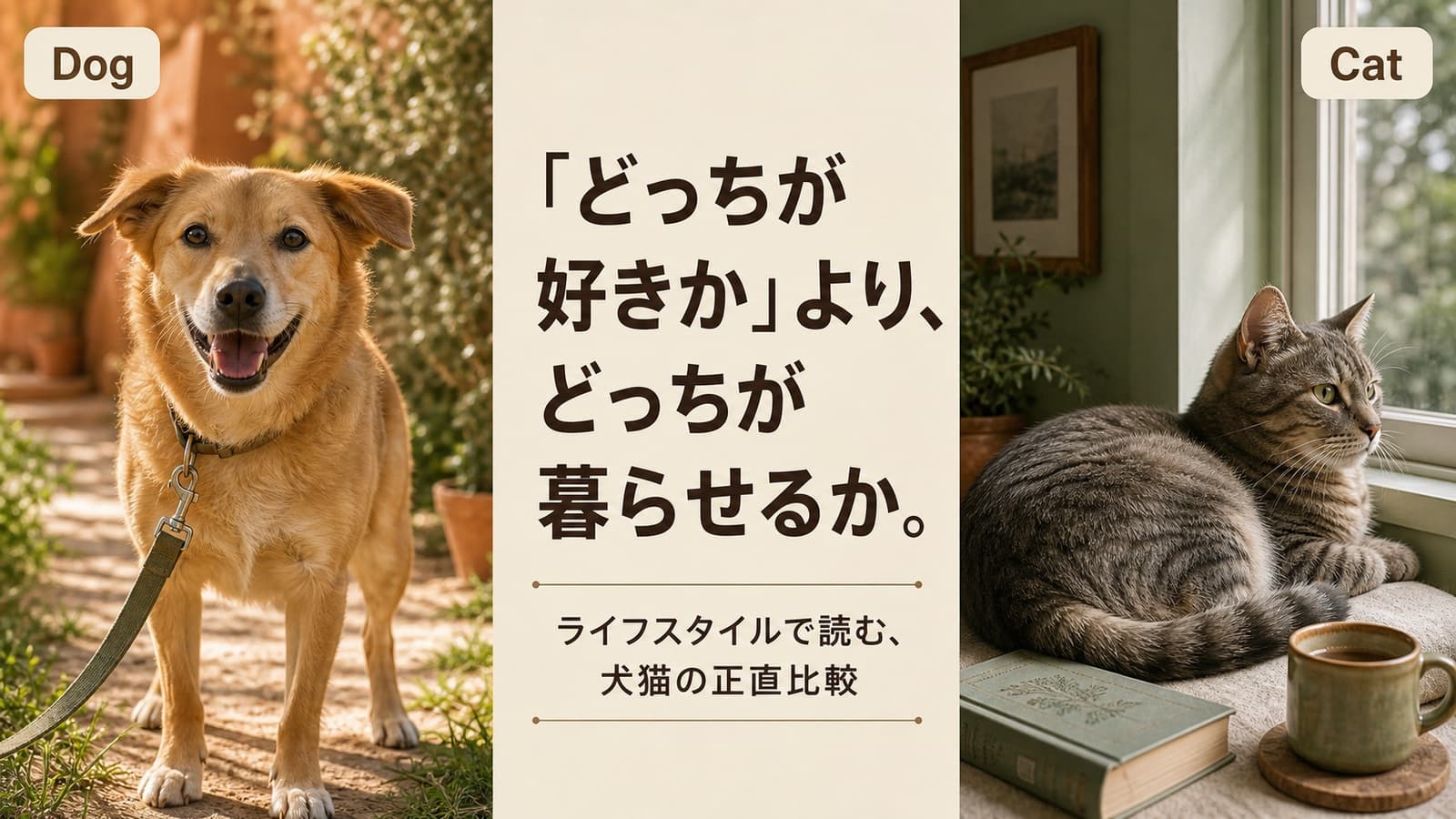 【2026年版】犬と猫どっちを飼う?ライフスタイル別・正直比較ガイド
