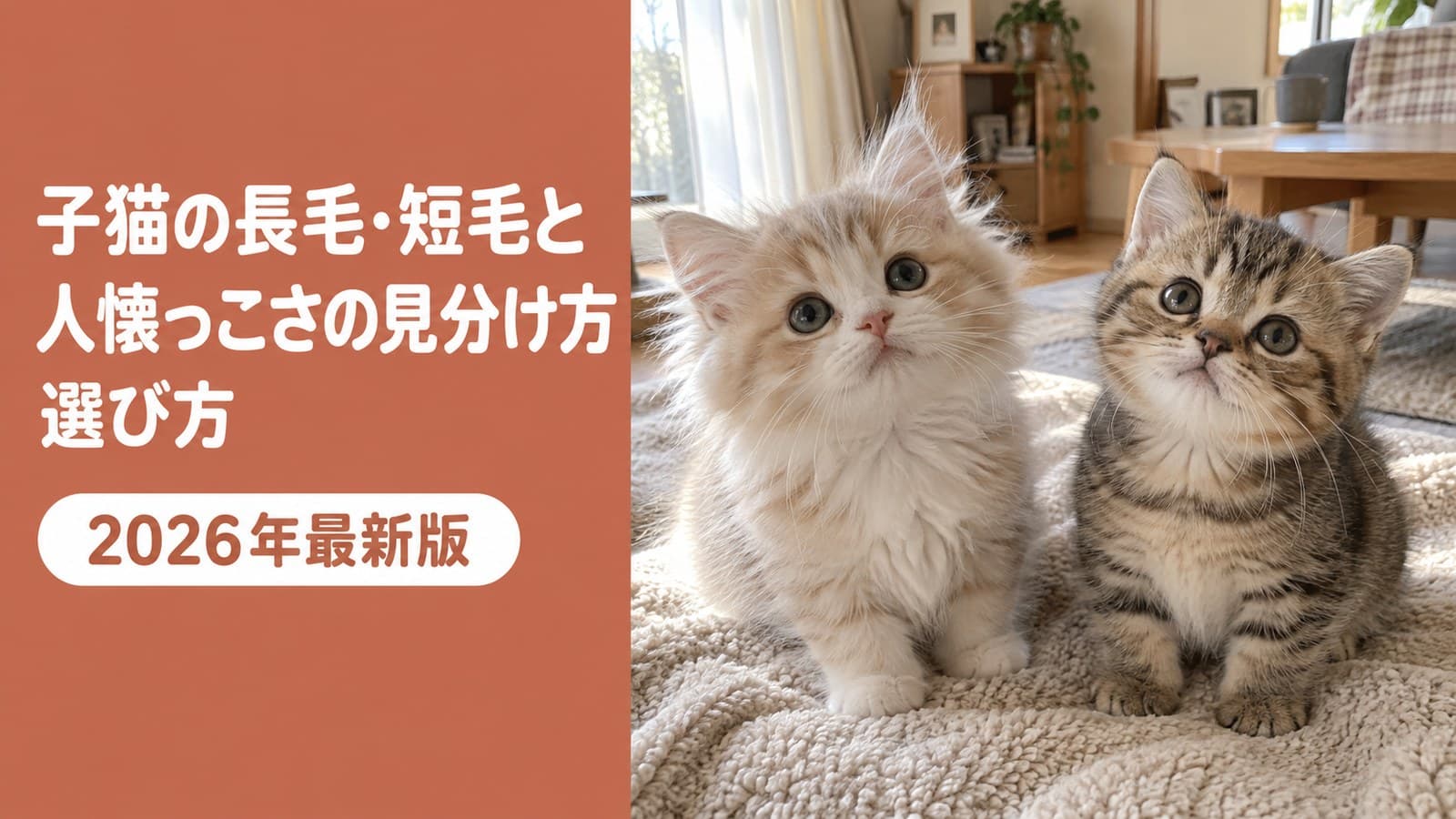 【2026】子猫の長毛・短毛と人懐っこさの見分け方|選び方