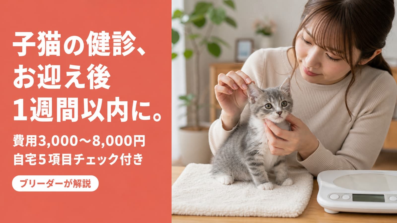 【2026年版】子猫の健康診断はいつ受ける?費用・内容・自宅チェック5項目をブリーダーが解説