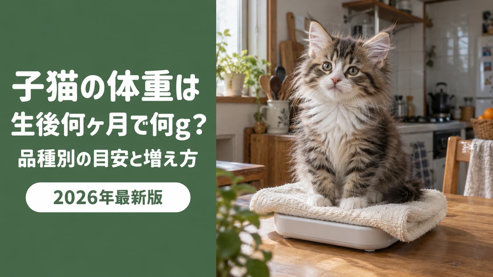 子猫の体重は生後何ヶ月で何g?品種別の目安と増え方【2026】