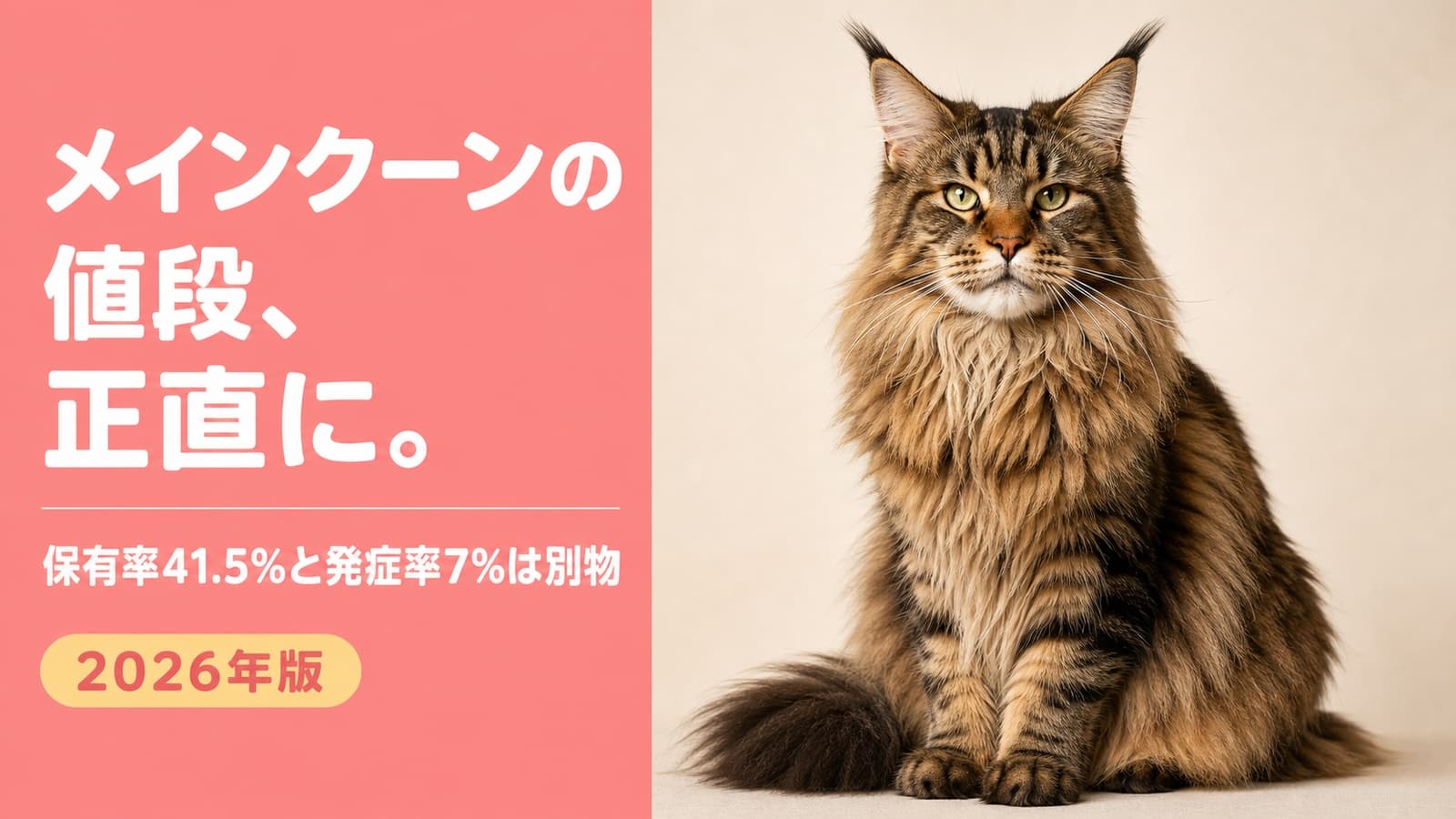 メインクーンの値段は平均21万円|世界一大きい猫の相場と選び方【2026年版】