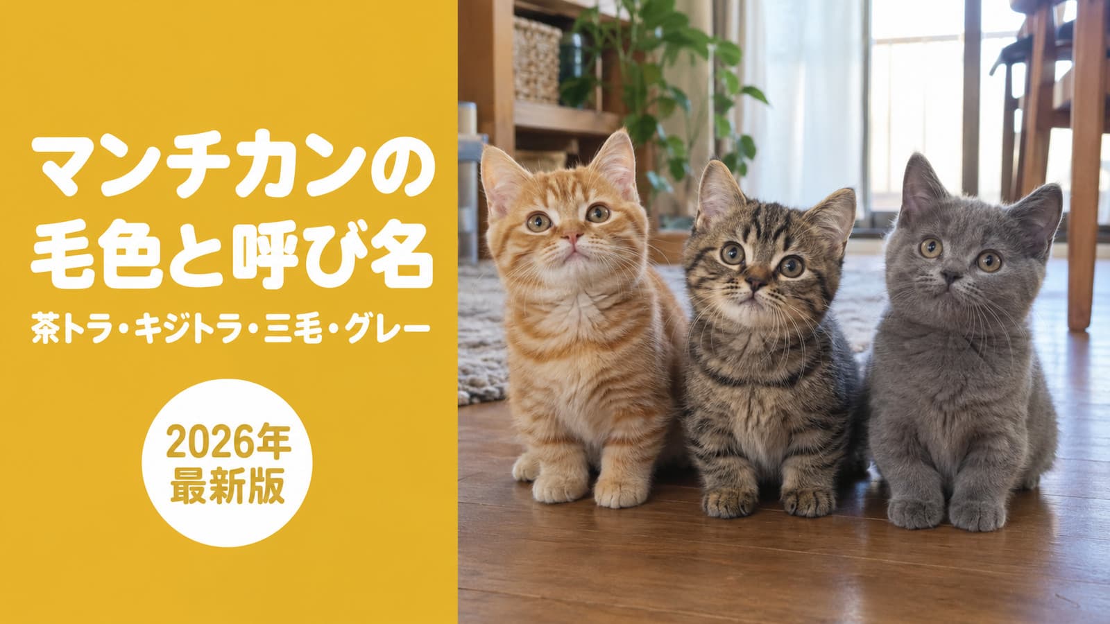 マンチカンの毛色|茶トラ・グレー・黒・白、多い色は?【2026】