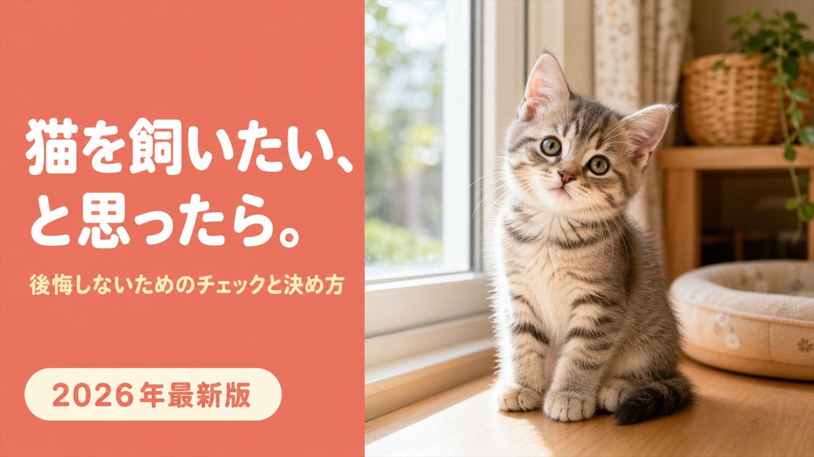 【2026年版】猫を飼いたいと思ったら最初に読むガイド|後悔しないための6つのチェックと決め方