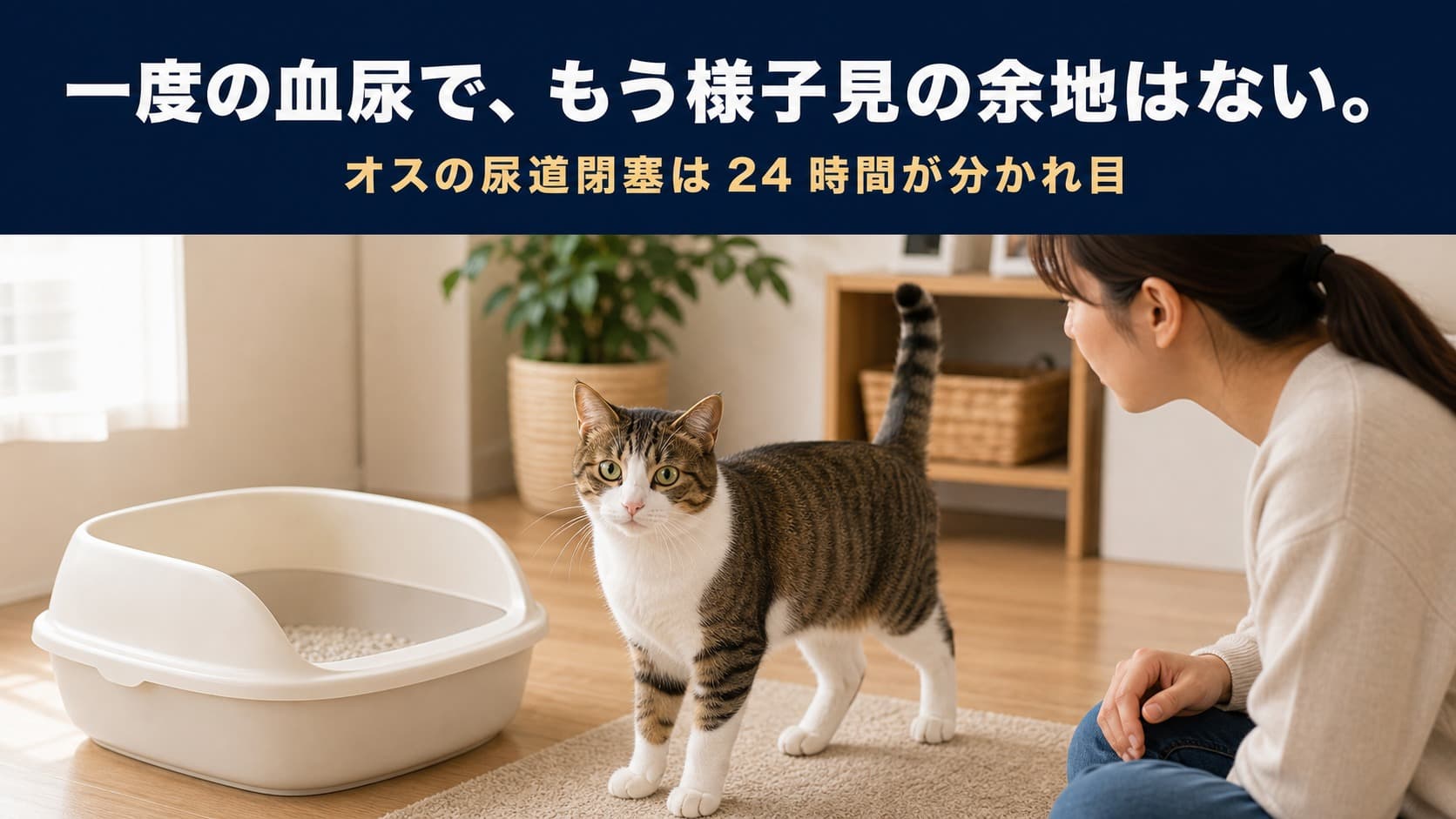 【2026年版】猫の血尿、色と緊急度の見分け方|オス尿道閉塞・ストレス性の膀胱炎・結石を徹底解説
