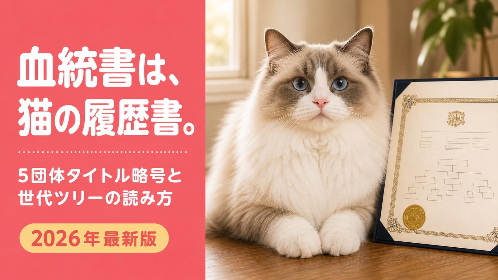【2026年版】猫の血統書の読み方|JKCとJCC違い・5団体比較・赤字タイトル略号