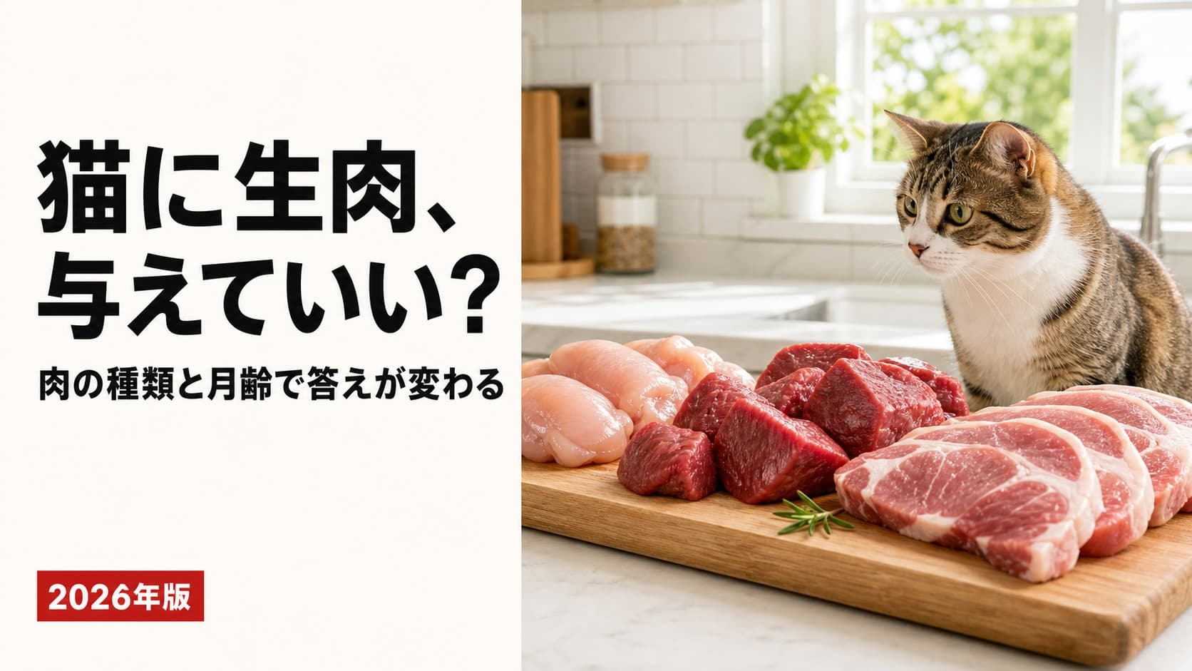【2026年版】猫に生肉(鶏肉・ささみ・牛肉)を与えていい?種類別リスクと月齢別の注意点をブリーダーが解説