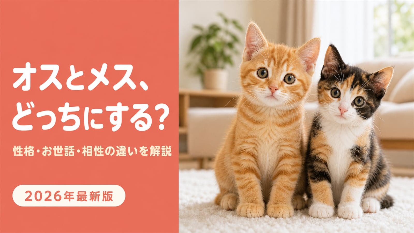 【2026年版】猫のオスとメスの違いを検証|性格・見分け方・多頭飼いの相性をブリーダーが解説