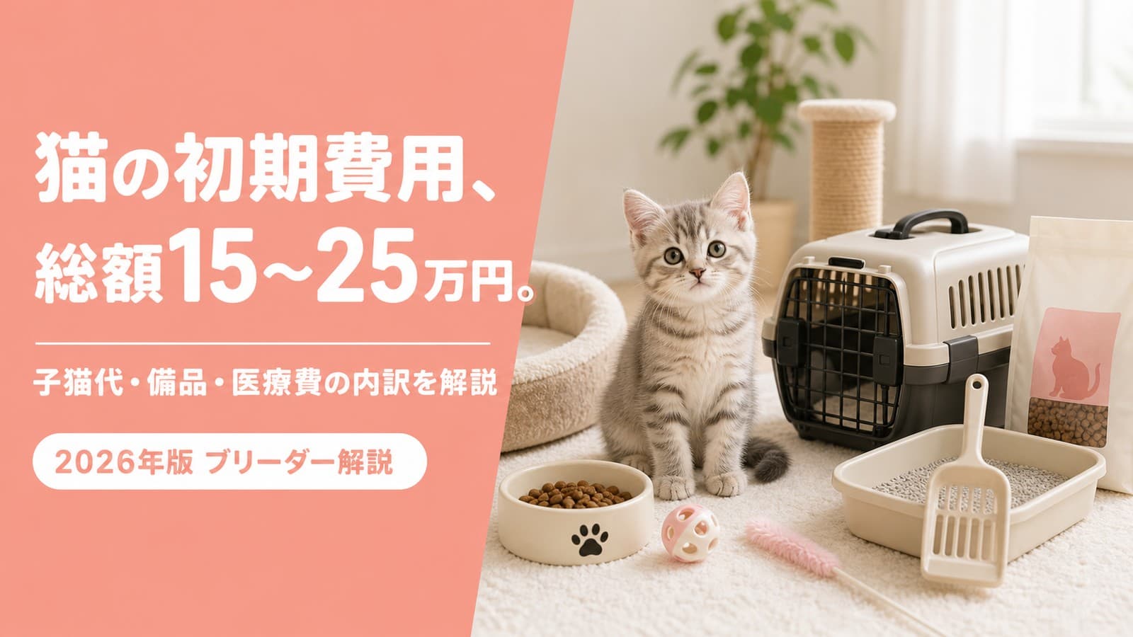 【2026年版】猫の初期費用は15〜25万円|内訳・早見表・節約術をブリーダーが解説