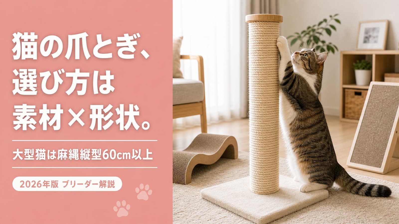 【2026年版】猫の爪とぎおすすめの選び方|素材・形状・品種別にブリーダーが解説