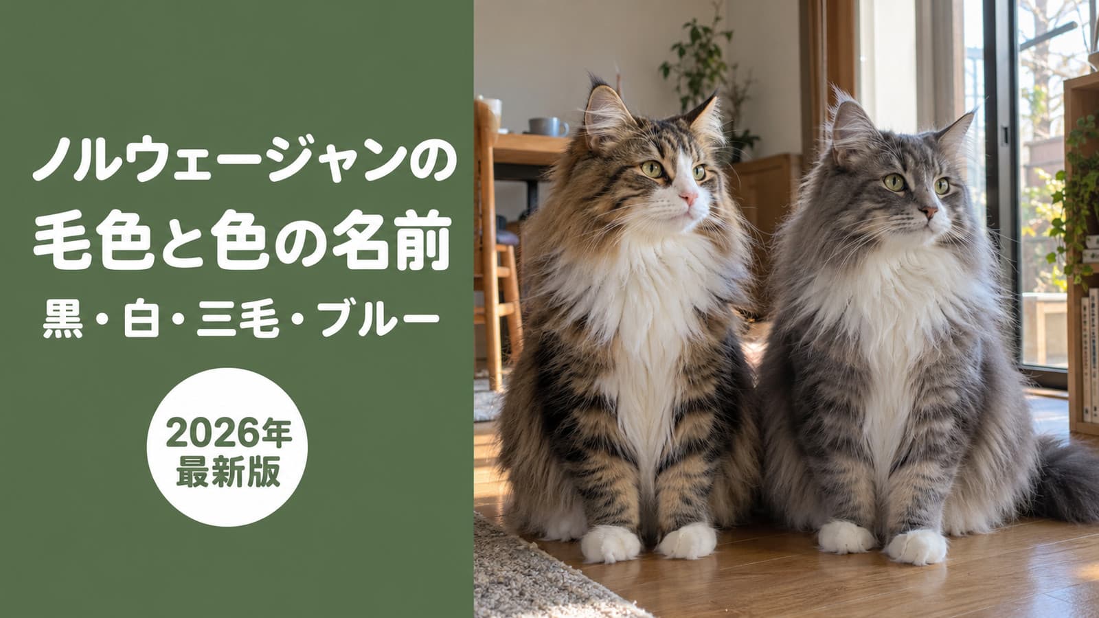 【2026】ノルウェージャンフォレストキャット毛色|黒・白・三毛