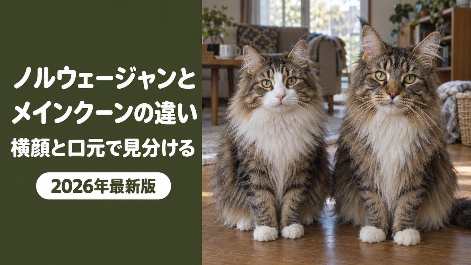 ノルウェージャンフォレストキャットとメインクーンの違い【2026】