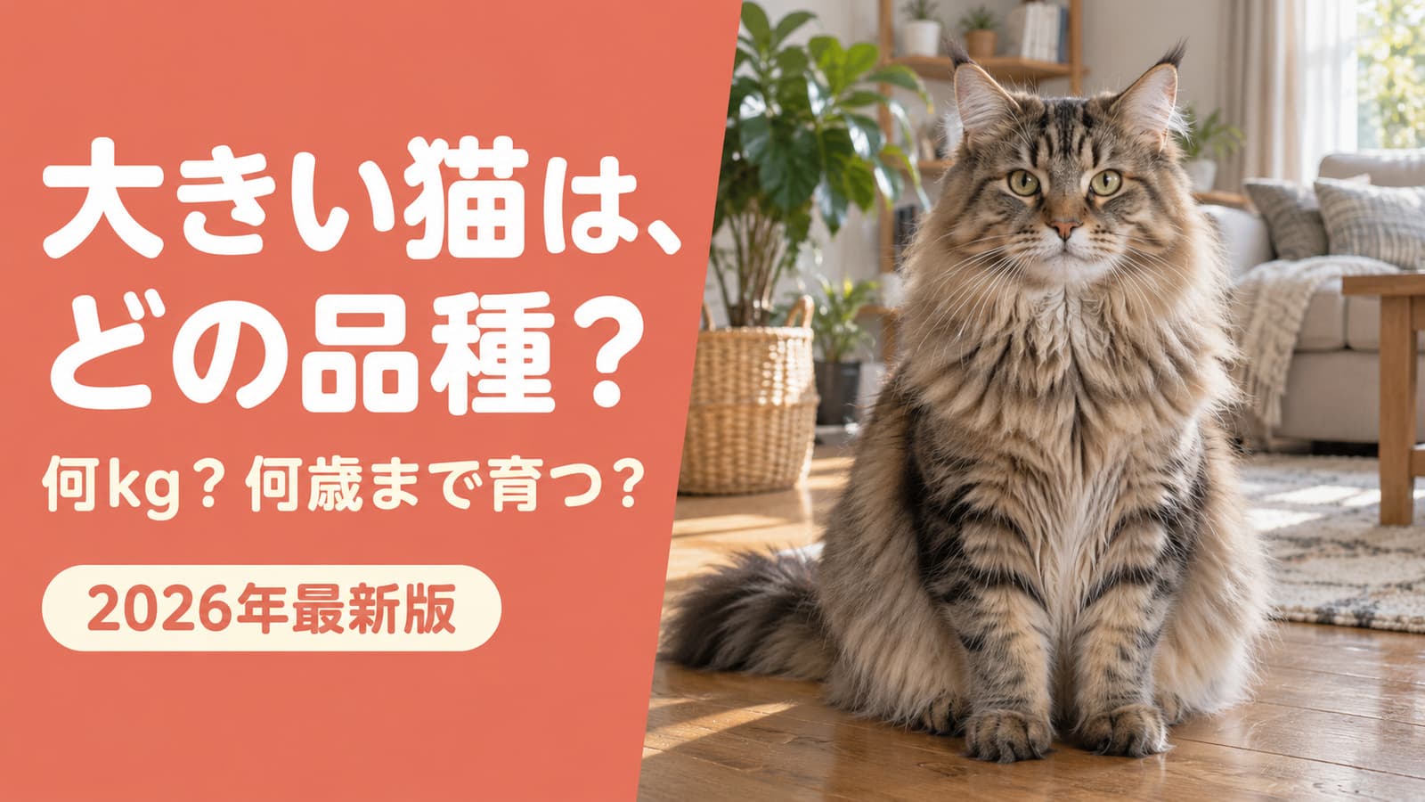 【2026年版】大きい猫の種類|大型4品種は何kg?何歳まで成長する?ブリーダーが解説