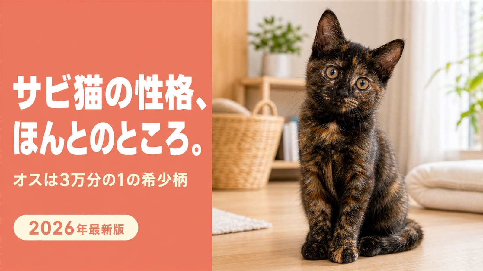【2026年版】サビ猫の性格とオス確率3万分の1|べっ甲猫との違いをブリーダーが解説
