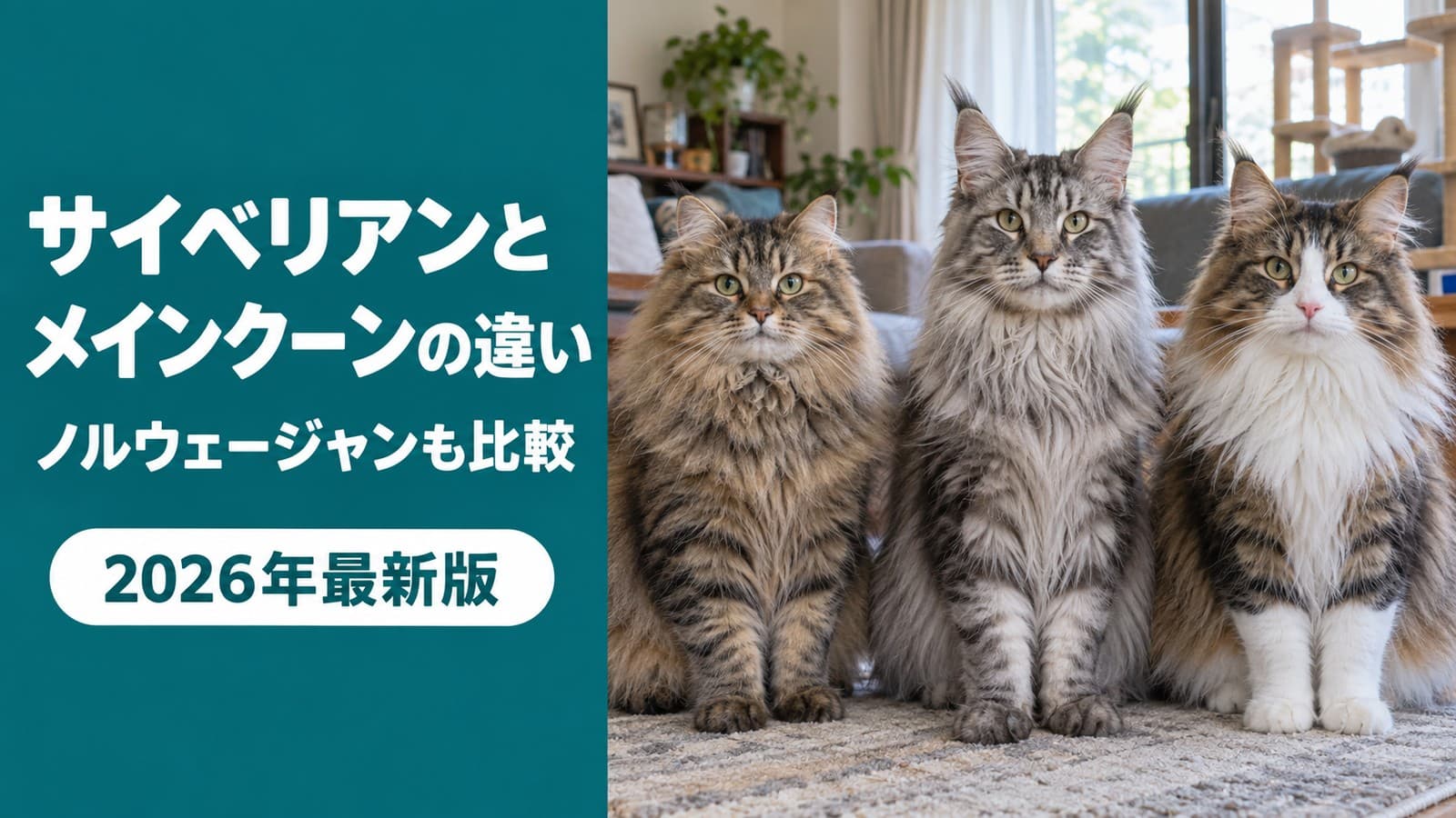 サイベリアンとメインクーンの違い|ノルウェージャンも比較【2026】