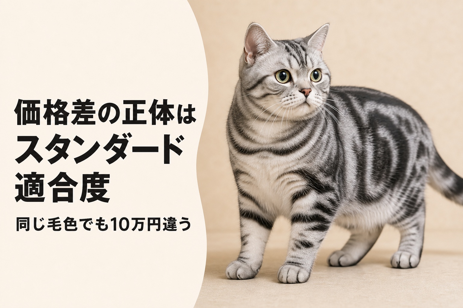 セミコビー体型のアメショと価格差を生むスタンダード適合度を示すバナー画像