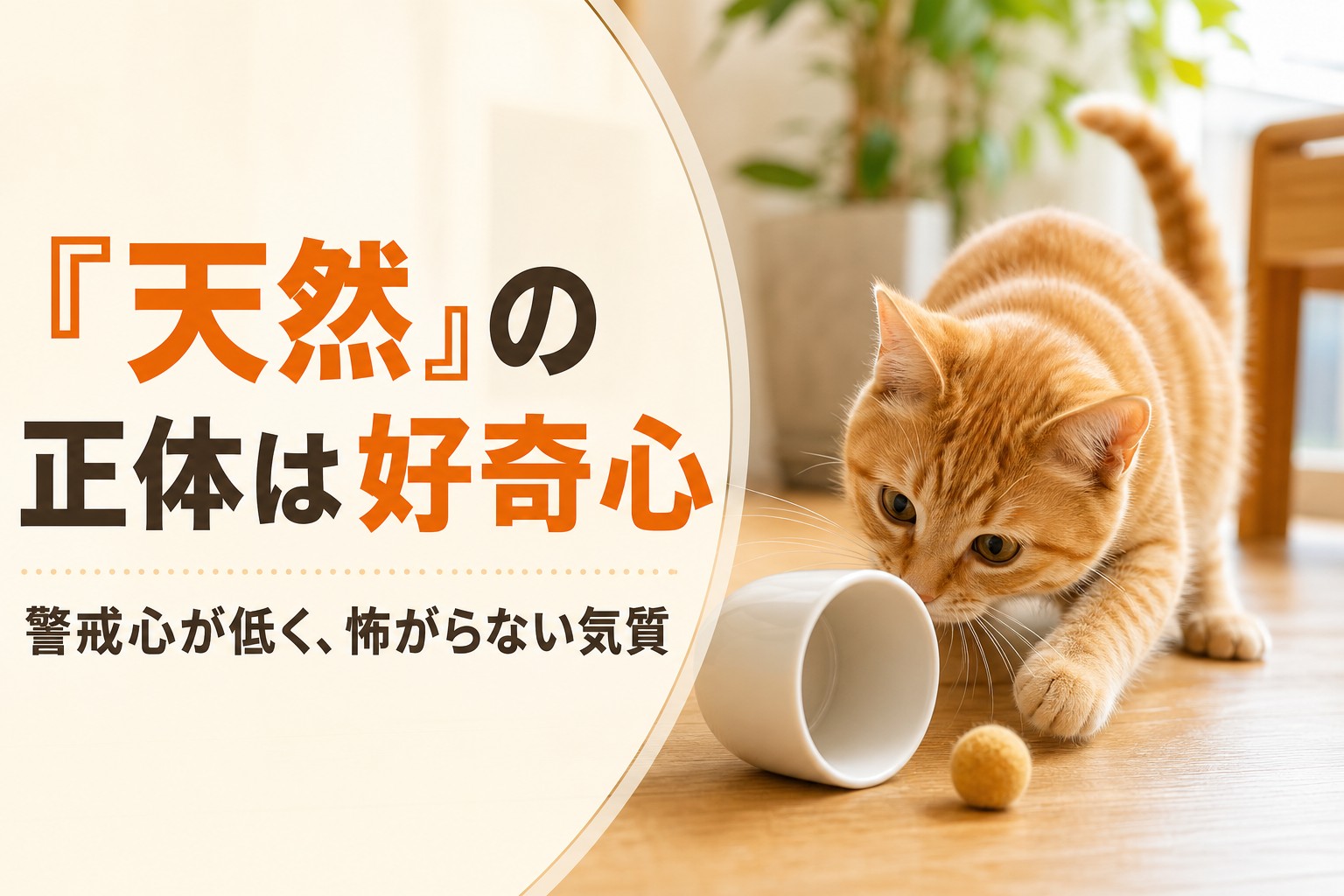 好奇心旺盛に何かを覗き込む茶トラ