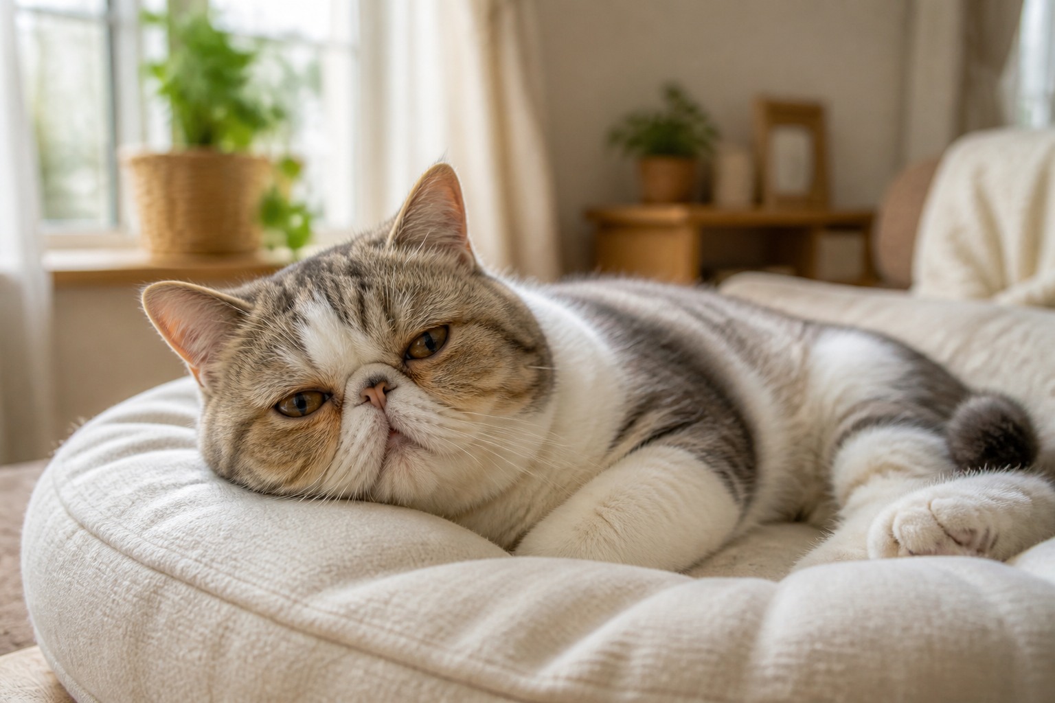 健康に育った成熟したエキゾチックショートヘア