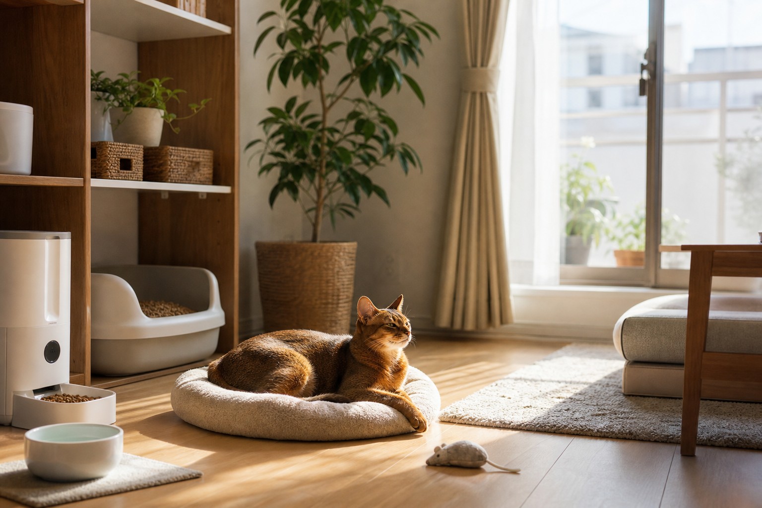 環境が整った部屋で穏やかに留守番する成猫