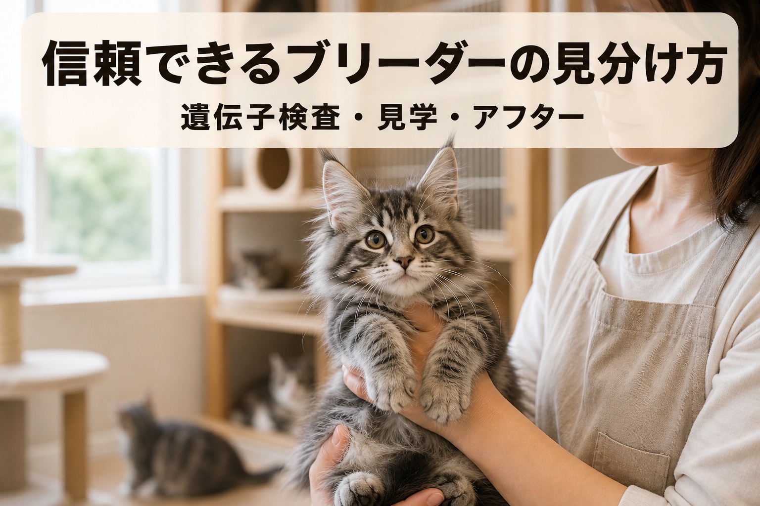 ブリーダーの手と健康な子猫・信頼できるブリーダーの見分け方バナー