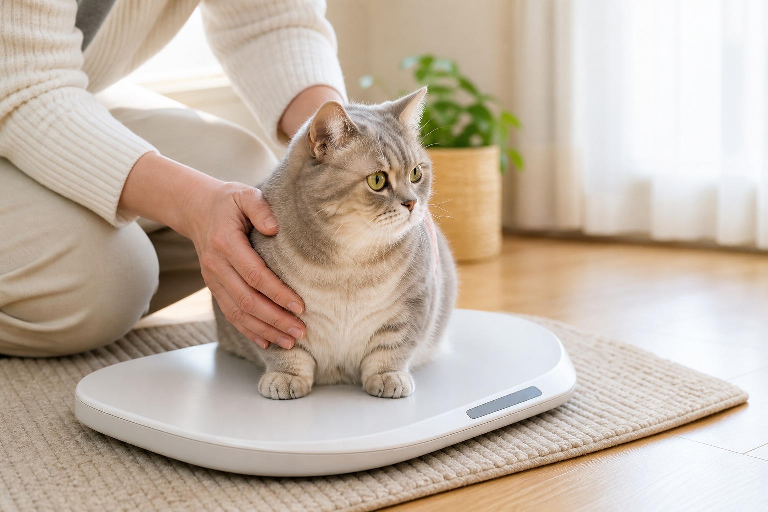 体重測定を受けるミヌエットの様子