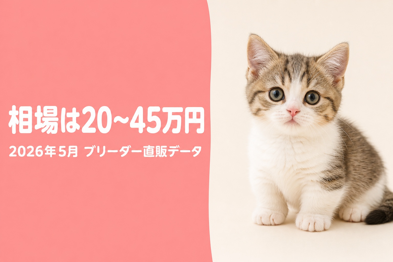 相場20〜45万円を示すマンチカン子猫のバナー画像