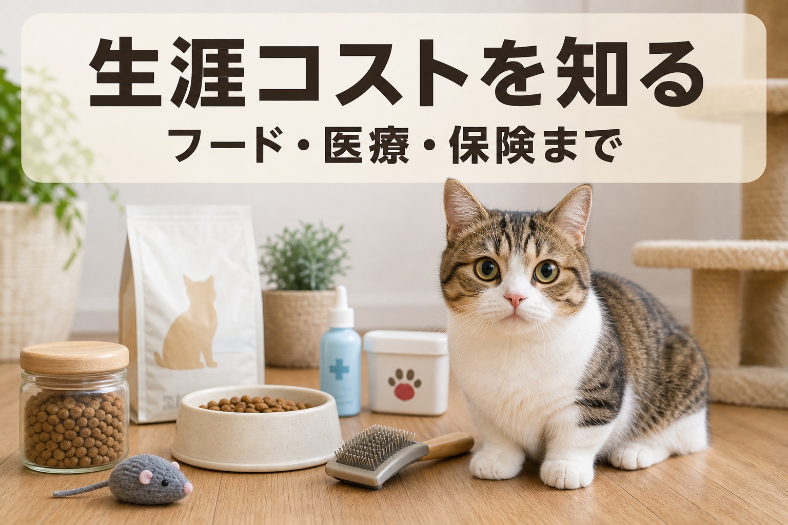 フード・おもちゃ・ブラシなどマンチカンの飼育用品と日本語コピー入りのバナー画像