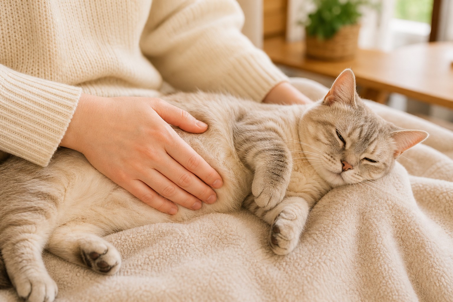 猫のお腹マッサージで腸を刺激