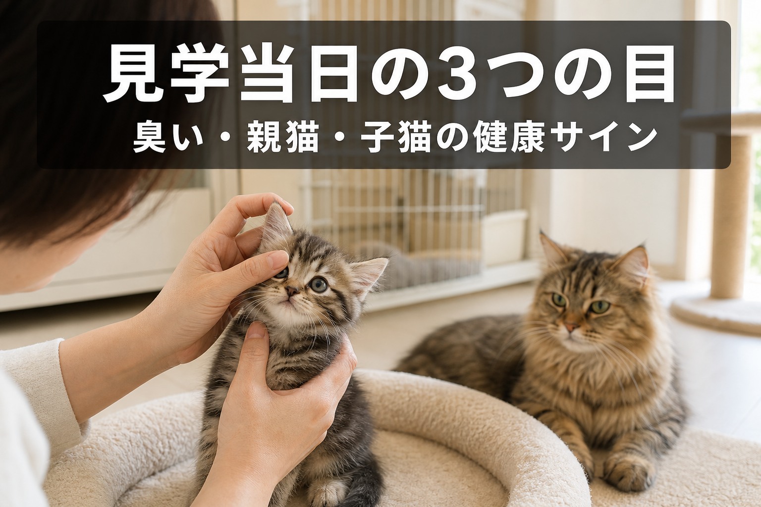 見学当日の3つの目を伝える子猫の健康チェック