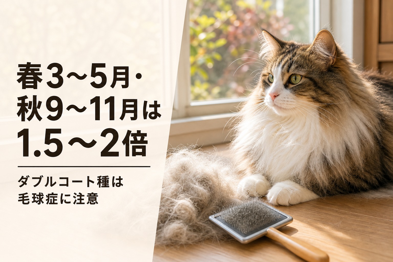 猫の換毛期のブラッシング頻度アップ