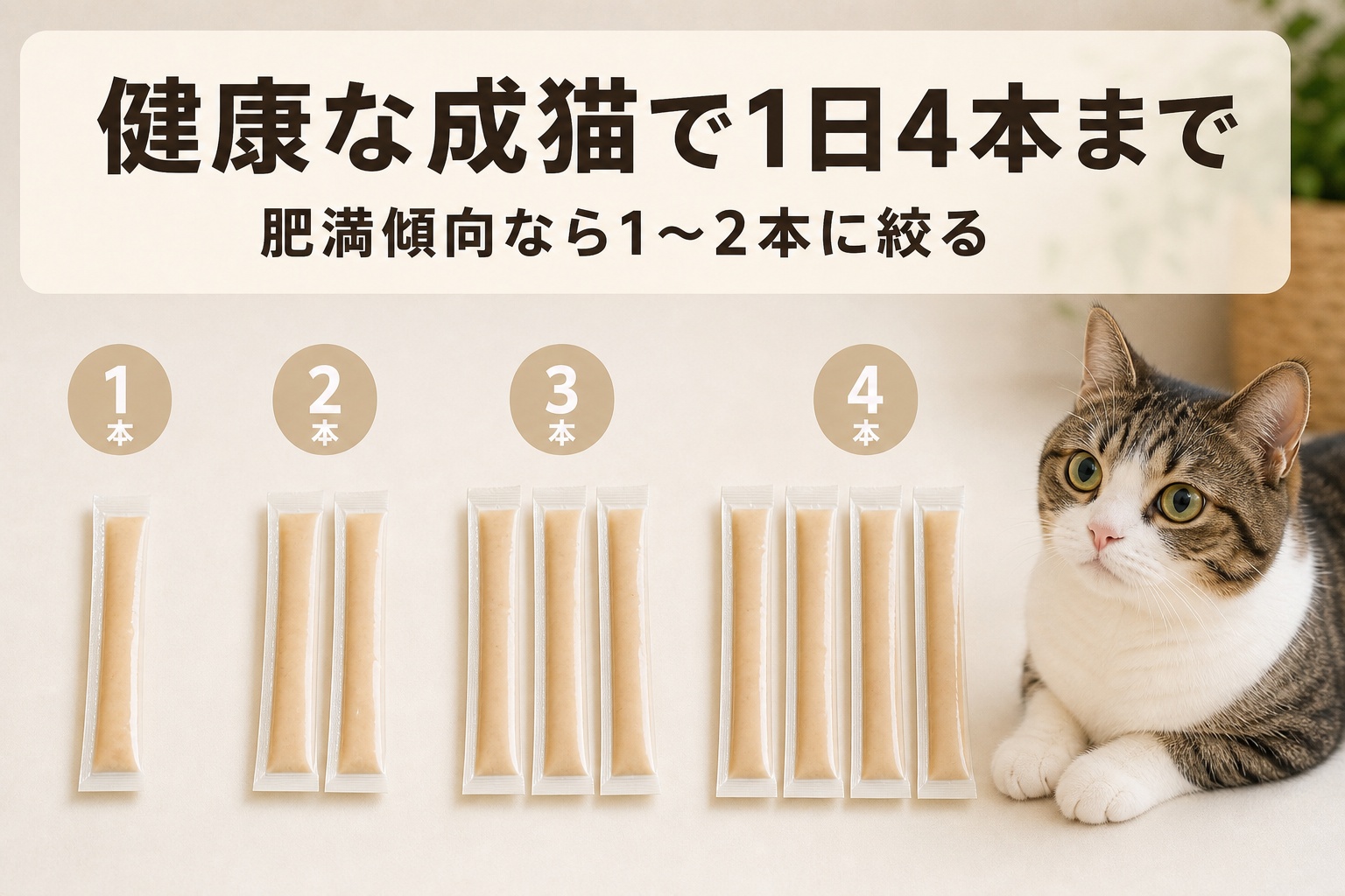 健康な成猫は1日4本までを示すインフォグラフィック