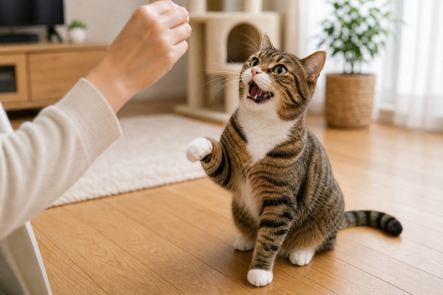 ちゅーるを要求して鳴く猫の習慣化された行動