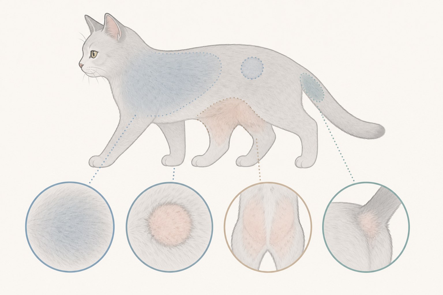 猫の脱毛パターン別の原因図解