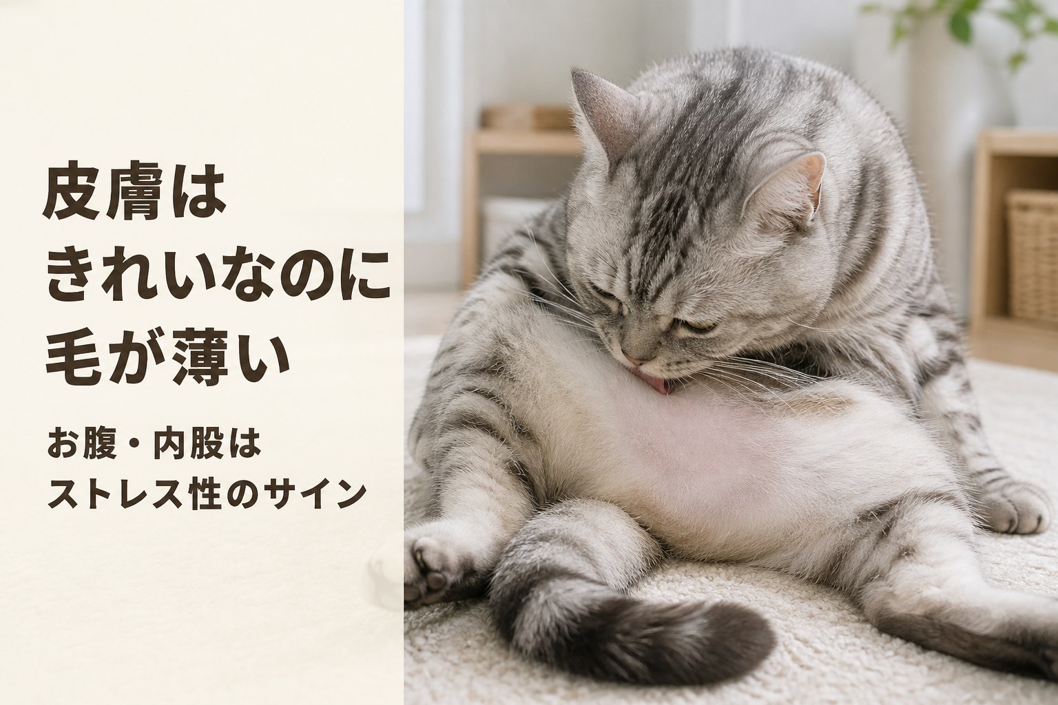 お腹を過剰グルーミングする猫のサイン