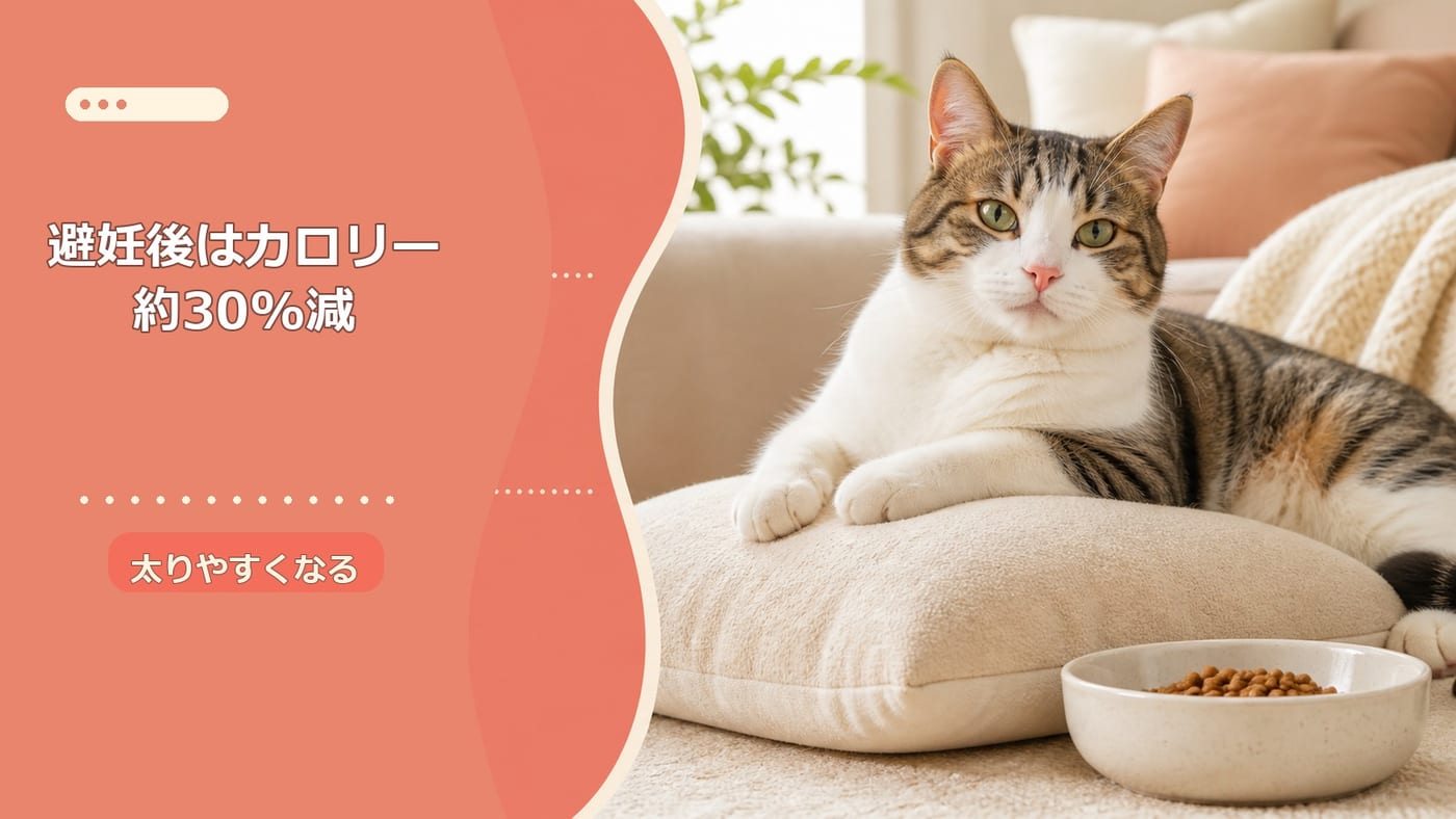 避妊・去勢後はカロリーを約30%削減
