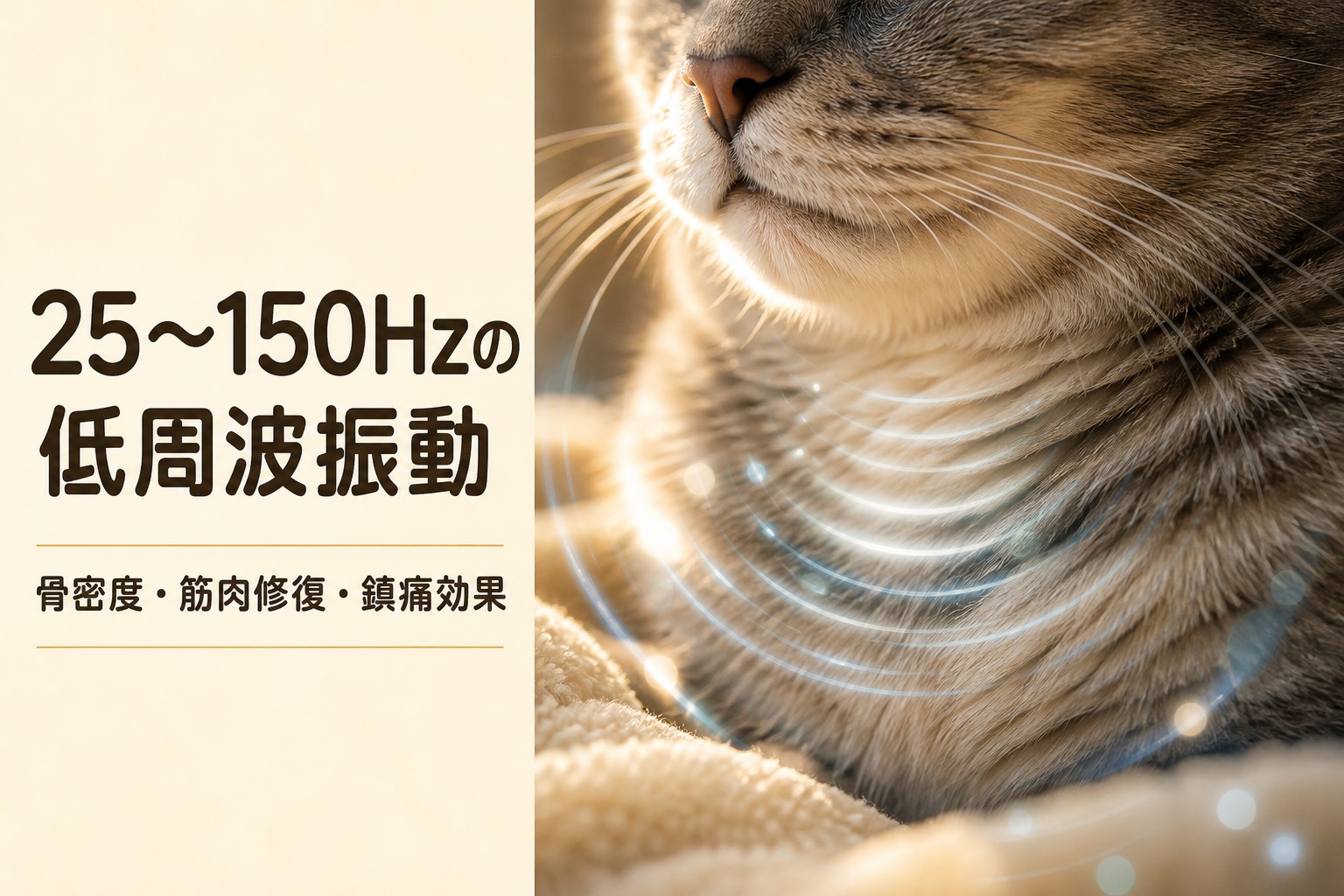 猫のゴロゴロ25〜150Hzの癒し効果