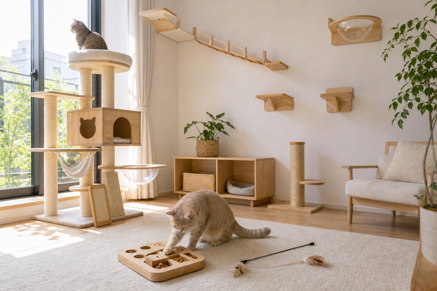 環境エンリッチメント｜キャットタワー・爪とぎ・パズルフィーダーで猫の欲求を満たす