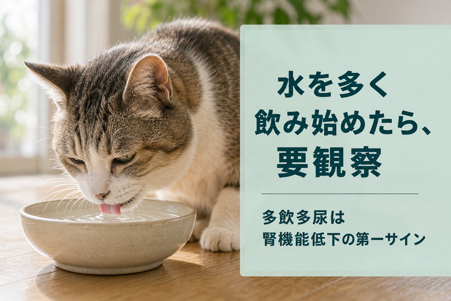 多飲多尿は猫の腎機能低下の第一サイン｜水を多く飲み始めたら要観察