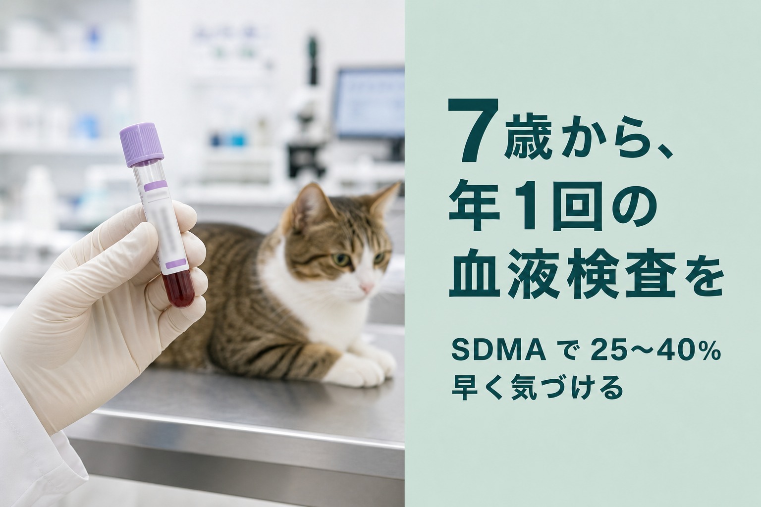 7歳から年1回の血液検査（SDMA）で猫の腎臓病を早期発見