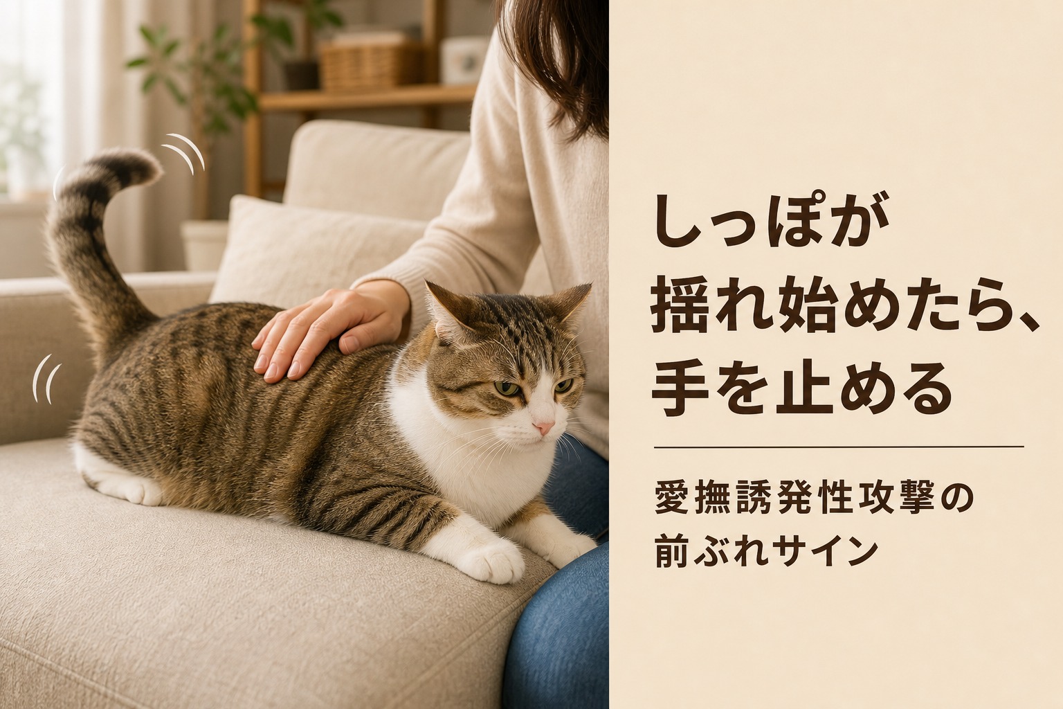 愛撫誘発性攻撃の前ぶれ｜しっぽが揺れ始めたら撫でるのを止める