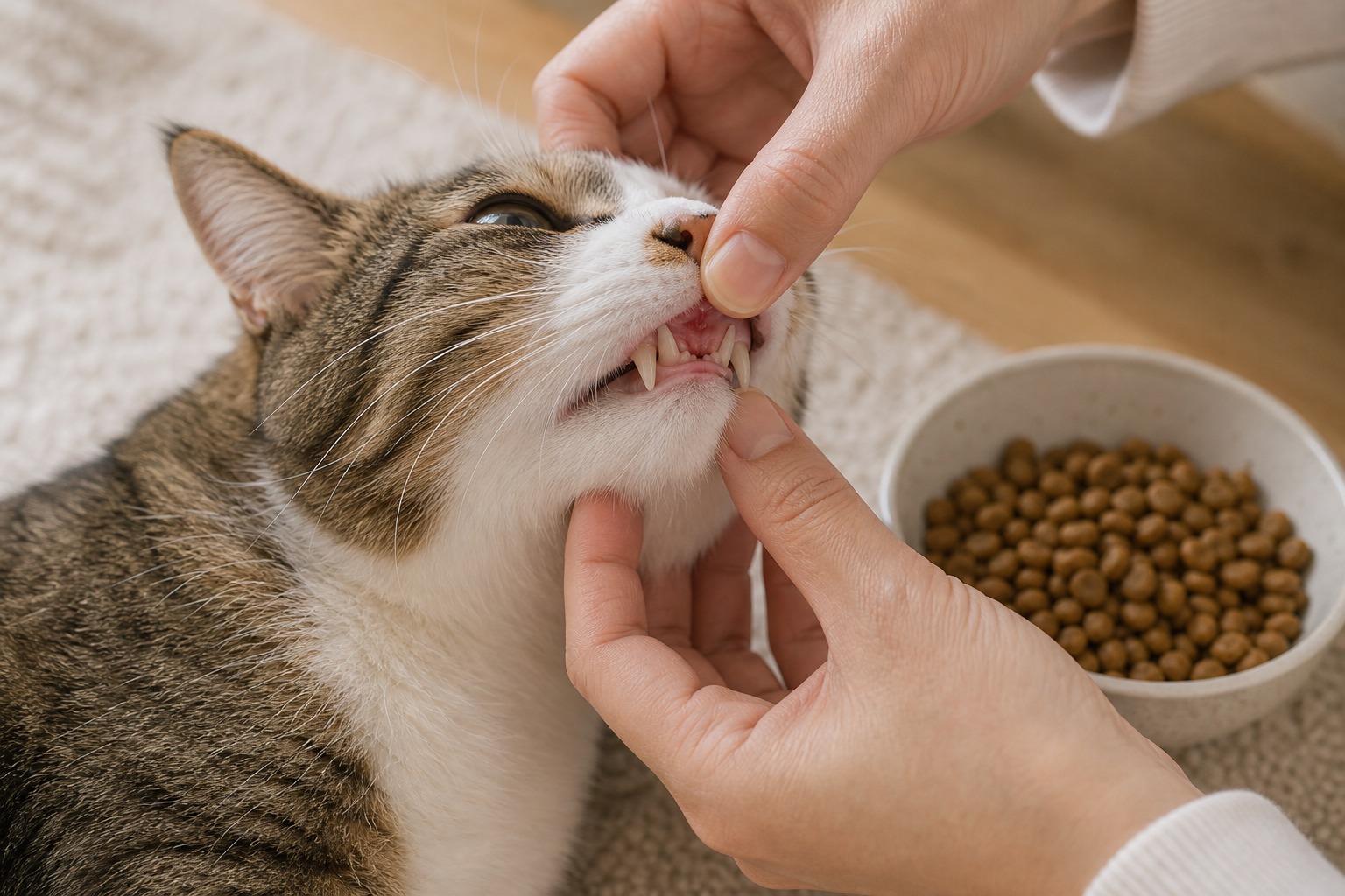 歯や口の痛みでカリカリを避ける猫|フードを変える前に口腔チェックを