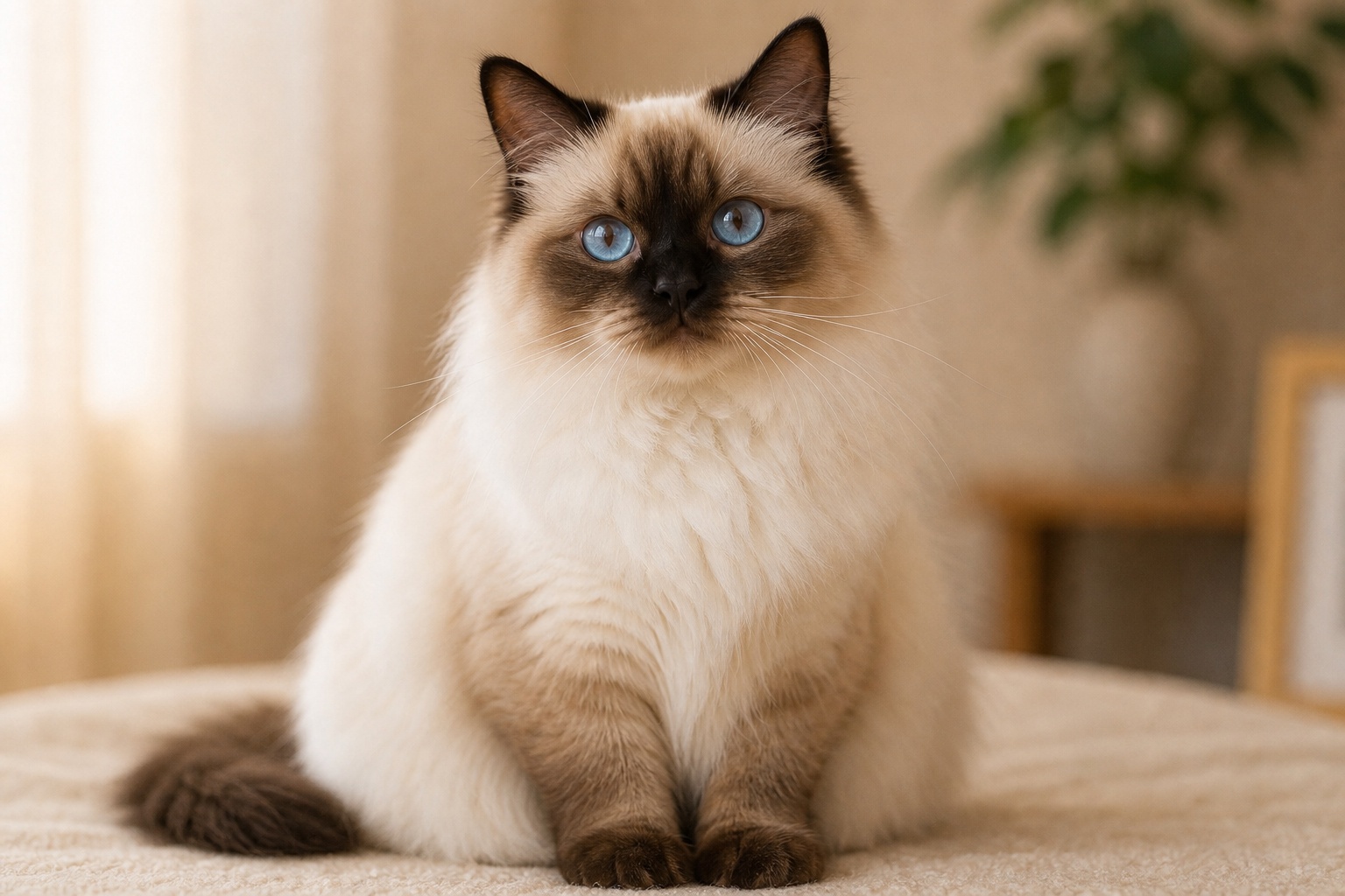 耳と足先にのみ色が出るシールポイント猫の優雅な姿