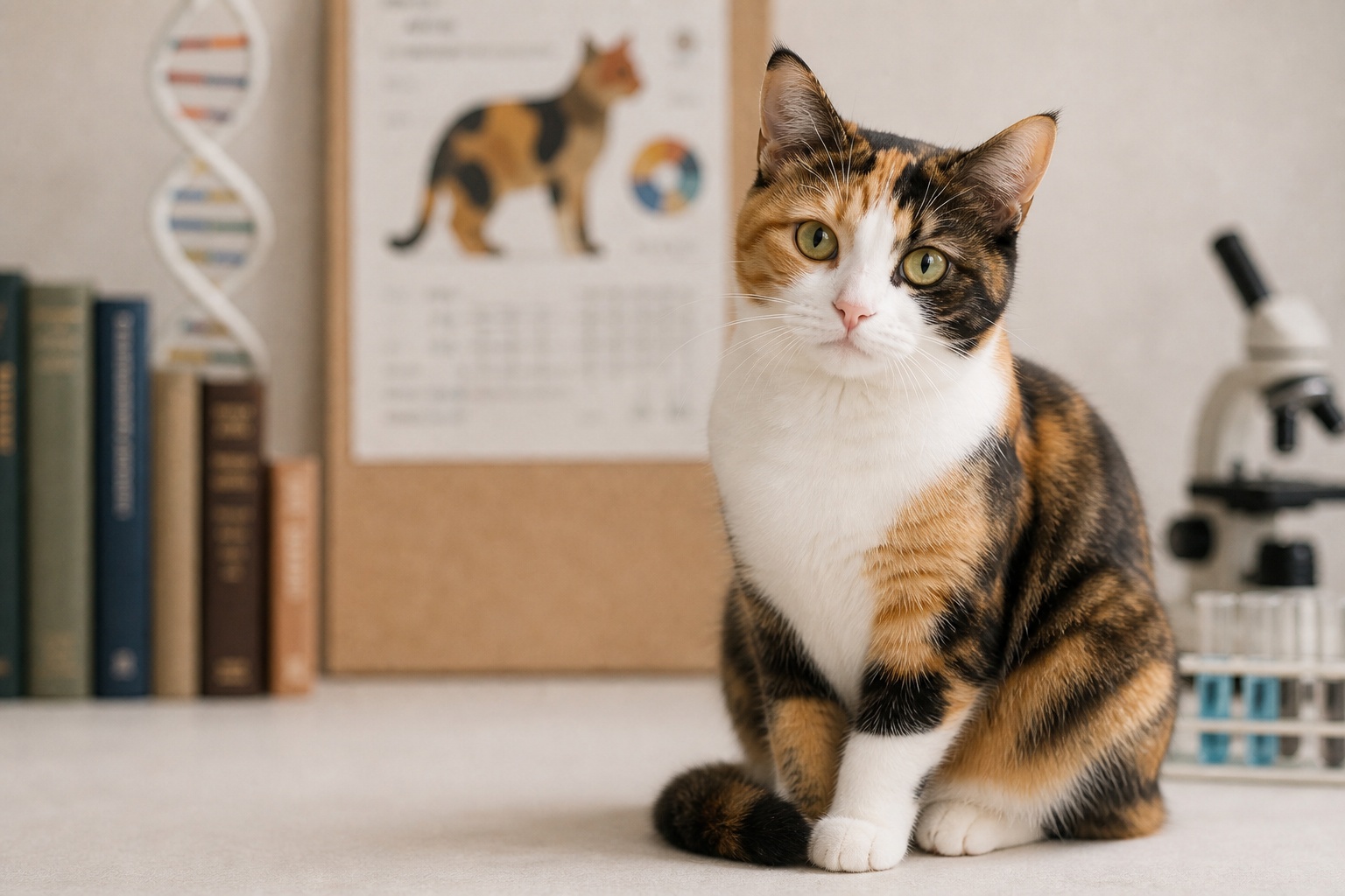 毛色と性格の研究データを連想させる三毛猫のポートレート