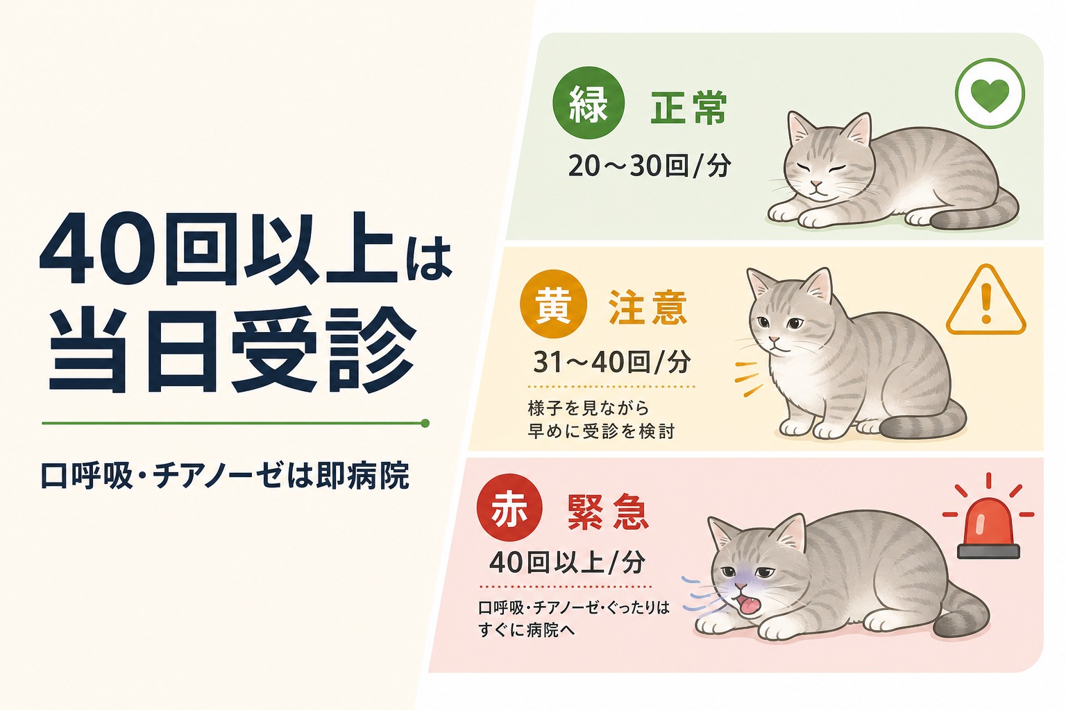 呼吸数の緊急度を緑黄赤で示す早見表