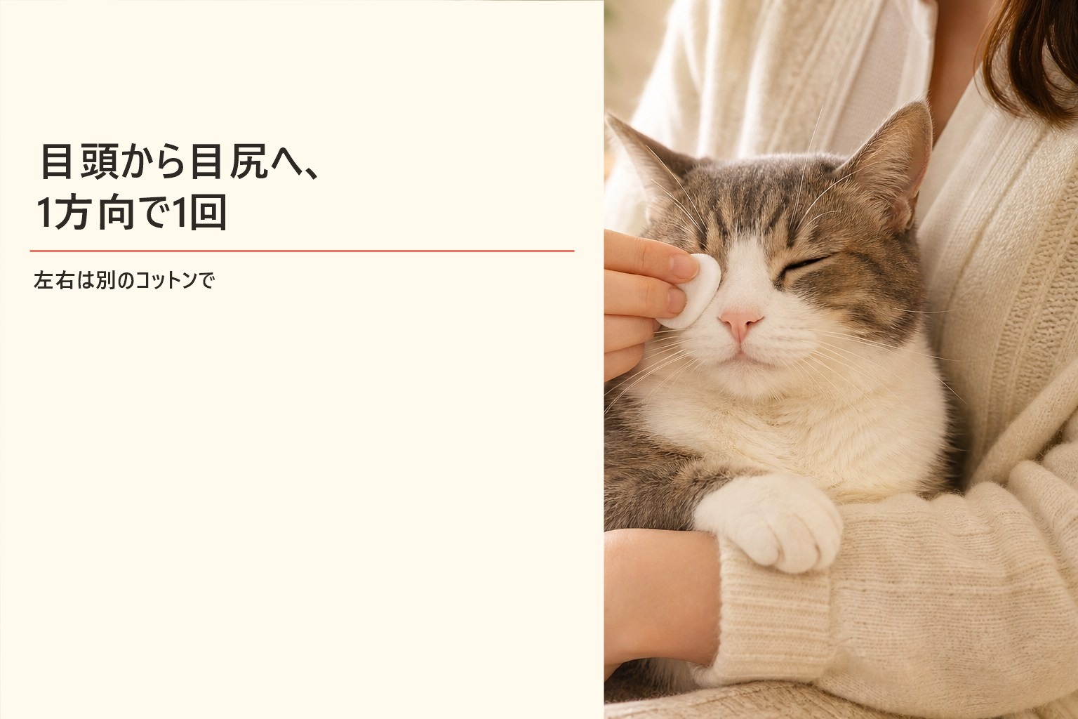目頭から目尻へ正しい拭き方