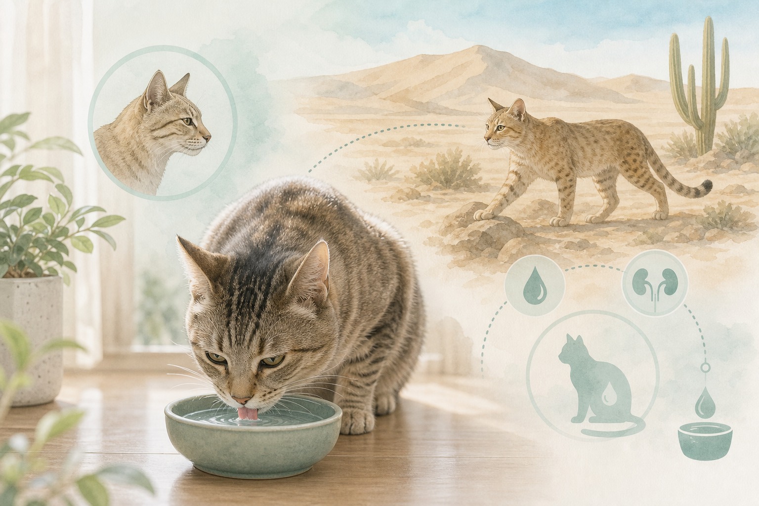 猫が水を飲まないのは砂漠の祖先（リビアヤマネコ）由来の本能