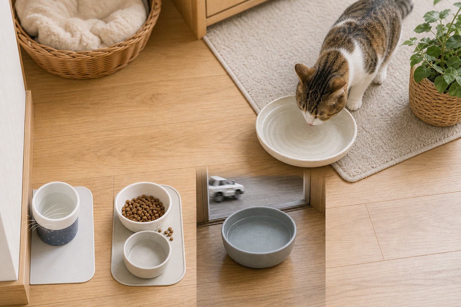 猫が水を飲まない原因｜浅く広い器が好まれ深い器やプラスチックは敬遠される