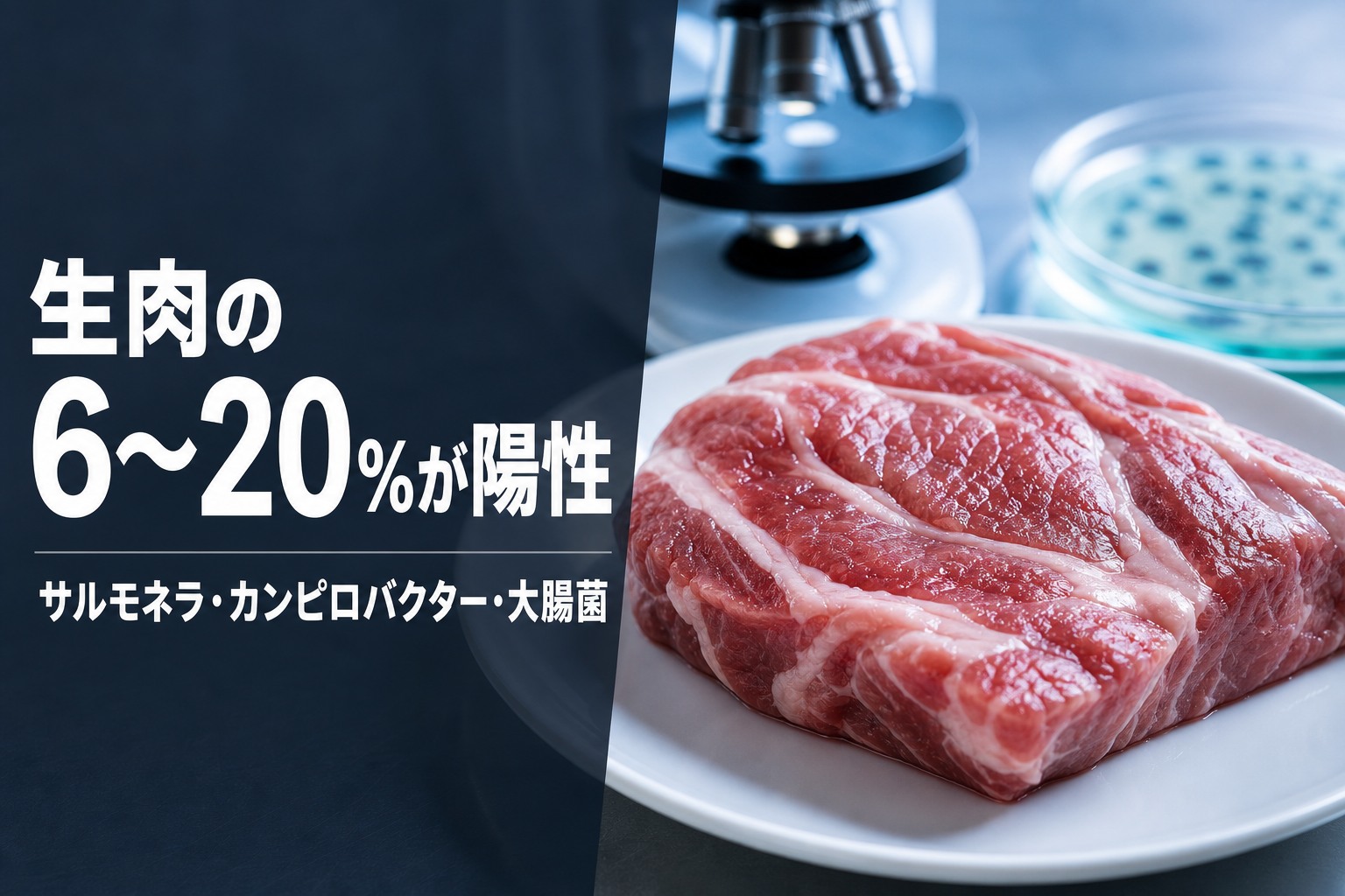 生肉6〜20%が陽性を示す検査イメージ