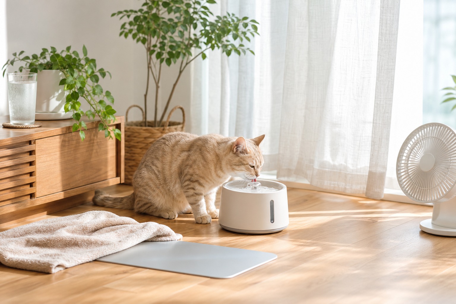 猫の熱中症予防｜冷感マット・自動給水器・室温管理で涼しい環境を整える
